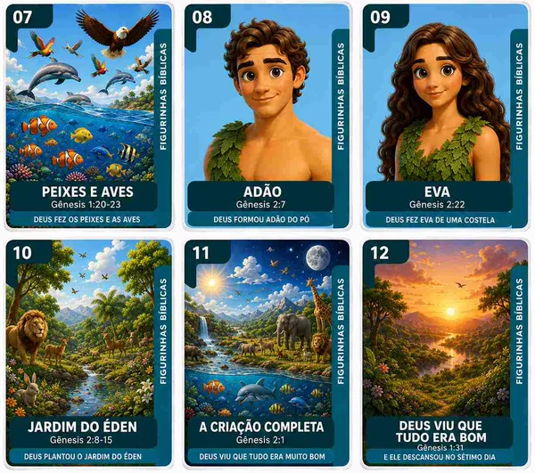 Figurinhas de Adão, Eva e o Éden, cartelas 07 a 12